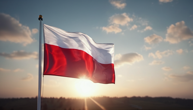 polska flaga powiewająca na wietrze